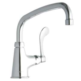 Single Hole With Single Control Faucet With 10" Arc Tube Spout 4" Wristblade Handle Chrome, LK535AT10T4