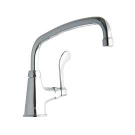 Single Hole With Single Control Faucet With 12" Arc Tube Spout 4" Wristblade Handle Chrome, LK535AT12T4