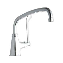 Single Hole With Single Control Faucet With 12" Arc Tube Spout 6" Wristblade Handle Chrome, LK535AT12T6