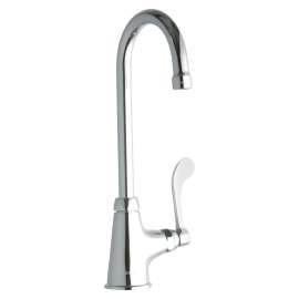Single Hole With Single Control Faucet With 5" Gooseneck Spout 4" Wristblade Handle Chrome, LK535GN05T4