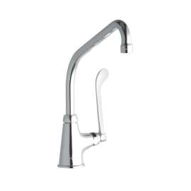 Single Hole With Single Control Faucet With 10" High Arc Spout 6" Wristblade Handle Chrome, LK535HA10T6