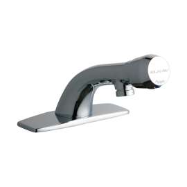 Single Hole Deck Mount Metered Lavatory Faucet With Cast Fixed Spout Push Button Handle With Escutcheon Chrome, LK652