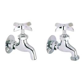 Commercial Service/ Utility Single Hole Wall Mount Faucet 1 Pair Chrome, LK69C