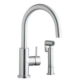 Allure Single Hole Kitchen Faucet With Lever Handle And Side Spray Satin Stainless Steel, LK7922SSS