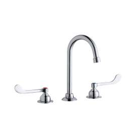 8" Centerset With Concealed Deck Faucet With 5" Gooseneck Spout 6" Wristblade Handles Chrome, LK800GN05T6
