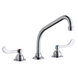 8" Centerset With Concealed Deck Faucet With 8" High Arc Spout 4" Wristblade Handles Chrome, LK800HA08T4