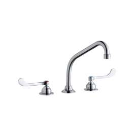 8" Centerset With Concealed Deck Faucet With 8" High Arc Spout 6" Wristblade Handles Chrome, LK800HA08T6