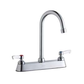 8" Centerset With Exposed Deck Faucet With 5" Gooseneck Spout 2" Lever Handles Chrome, LK810GN05L2