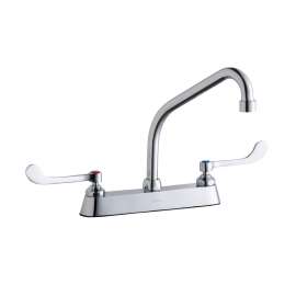 8" Centerset With Exposed Deck Faucet With 8" High Arc Spout 6" Wristblade Handles Chrome, LK810HA08T6