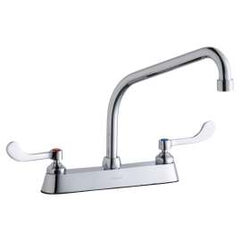 8" Centerset With Exposed Deck Faucet With 10" High Arc Spout 4" Wristblade Handles Chrome, LK810HA10T4