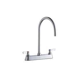 8" Centerset With Exposed Deck Laminar Flow Faucet With 8" Gooseneck Spout 2" Lever Handles Chrome, LK810LGN08L2