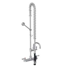 8" Centerset Exposed Deck Mount Faucet 44In Flexible Hose With 1.2 Gpm Spray Head + 10" Arc Tube Spout 2" Lever Handles, LK843AF10LC