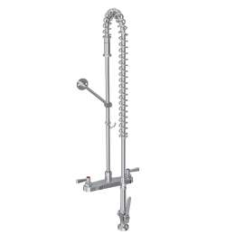 8" Centerset Exposed Deck Mount Faucet 44In Flexible Hose W/1.2 Gpm Spray Head 2" Lever Handles 1.2 Gpm Spray Head, LK843LC