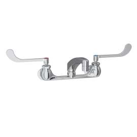 Foodservice 8" Centerset Wall Mount Faucet With 8" Arc Tube Spout 6" Wristblade Handles 1/2" Offset Inlets, LK940AT08T6H