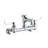 8" Centerset Wall Mount Faucet 3" Bucket Hook Spt 4In Wristblade Handles 1/2" Offset Inlets+Stop Polished Chrome, LK940BP03T4S