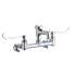 8" Centerset Wall Mount Faucet 3" Bucket Hook Spt 6" Wristblade Handles 1/2" Offset Inlets+Stop Polished Chrome, LK940BP03T6S