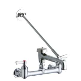 8" Centerset Wall Mount Faucet With 7" Bucket Hook Spout 2" Lever Handles 1/2" Offset Inlets Polished Chrome, LK940BP07L2H