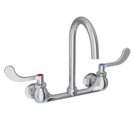 8" Centerset Deck Mount Laminar Flow Faucet With 5" Gooseneck Spout 4" Wristblade Handles 1/2" Offset Inlets, LK940LGN05T4H