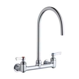 8" Centerset Deck Mount Laminar Flow Faucet W/8" Gooseneck Spout 2In Lever Handles 1/2" Offset Inlet Chrome, LK940LGN08L2H