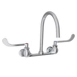 8" Centerset Deck Mount Laminar Flow Faucet With 8" Gooseneck Spout 6" Wristblade Handles 1/2" Offset Inlets, LK940LGN08T6H