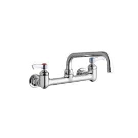Foodservice 8" Centerset Wall Mount Faucet With 8" Tube Spout 2" Lever Handles 1/2" Offset Inlets Chrome, LK940TS08L2H