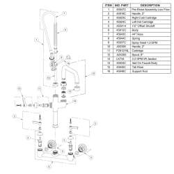 8" Centerset Wall Mount Faucet 44" Flexible Hose With 1.2 Gpm Spray Head + 8" Arc Tube Spout 2" Lever Handles, LK943AF08LC