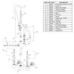 8" Centerset Wall Mount Faucet 44" Flexible Hose With 1.2 Gpm Spray Head + 10" Arc Tube Spout 2" Lever Handles, LK943AF10LC