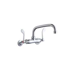 Foodservice 3-8" Adjustable Centers Wall Mount Faucet W/8" Arc Tube Spout 4" Wristblade Handles 2" Inlet, LK945AT08T4T
