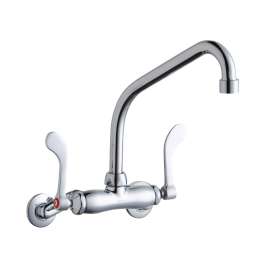 Foodservice 3-8" Adjustable Centers Wall Mount Faucet W/8" High Arc Spout 4" Wristblade Handles 2" Inlet, LK945HA08T4T
