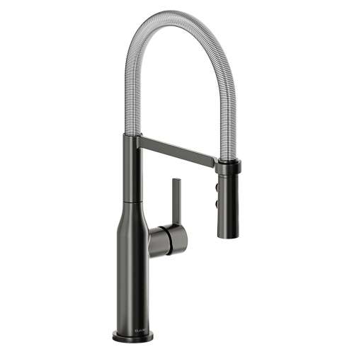 Avado Single Hole Kitchen Faucet With Semi-Professional Spout And Forward Only Lever Handle Black Stainless And Chrome, LKAV1061BKCR