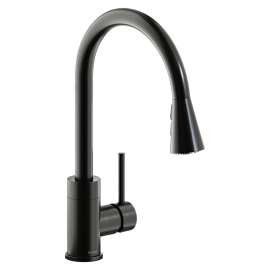 Avado Single Hole Kitchen Faucet With Pull-Down Spray And Forward Only Lever Handle Black Stainless, LKAV3031BK