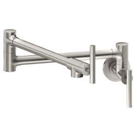 Avado Wall Mount Single Hole Pot Filler Kitchen Faucet With Lever Handles Lustrous Steel, LKAV4091LS