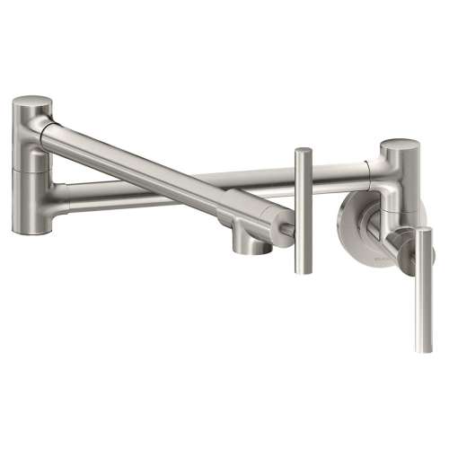 Avado Wall Mount Single Hole Pot Filler Kitchen Faucet With Lever Handles Lustrous Steel, LKAV4091LS