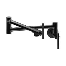 Avado Wall Mount Single Hole Pot Filler Kitchen Faucet With Lever Handles Matte Black, LKAV4091MB