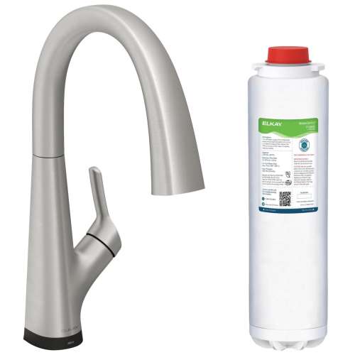 Avado Single Hole 2-In-1 Kitchen Faucet With Filtered Drinking Water Lustrous Steel, LKAV7051FLS