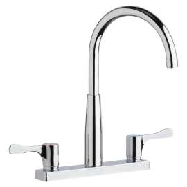 8" Centerset Exposed Deck Mount Faucet With Gooseneck Spout And 4" Lever Handles Chrome, LKD2423BHC