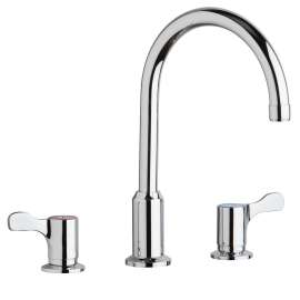 8" Centerset Concealed Deck Mount Faucet With Arc Spout And 2-5/8" Lever Handles Chrome, LKD2439C