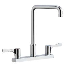 8" Centerset Exposed Deck Mount Faucet With Arc Spout And 4" Lever Handles Chrome, LKD2442BHC