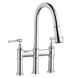 Explore Three Hole Bridge Faucet With Pull-Down Spray And Lever Handles Chrome, LKEC2037CR
