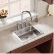 Explore Three Hole Bridge Faucet With Pull-Down Spray And Lever Handles Lustrous Steel, LKEC2037LS