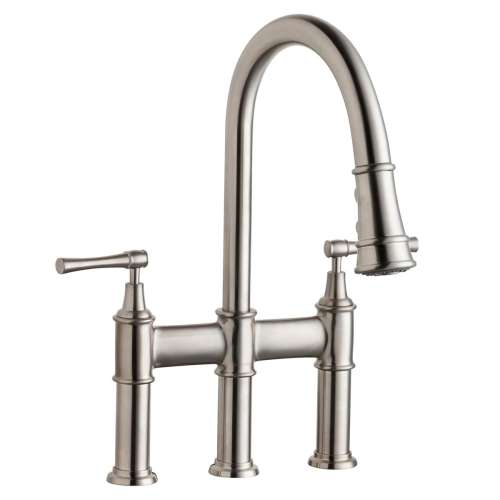 Explore Three Hole Bridge Faucet With Pull-Down Spray And Lever Handles Lustrous Steel, LKEC2037LS