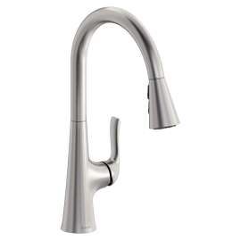 Harmony Single Hole Kitchen Faucet With Pull-Down Spray And Forward Only Lever Handle Lustrous Steel, LKHA1041LS