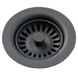 Polymer Drain Fitting With Removable Basket Strainer And Rubber Stopper Charcoal, LKQS35CH