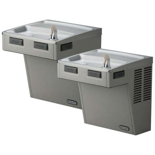 Wall Mount Mechanical Activation Bi-Level Ada Cooler Filtered Refrigerated Light Gray Granite, LMABFTL8LC