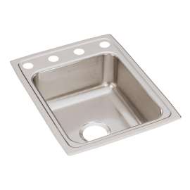 Lustertone Classic Stainless Steel 17" X 22" X 7-5/8" Os4-Hole Single Bowl Drop-In Sink, LR1722OS4