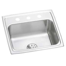 Lustertone Classic Stainless Steel 19-1/2" X 19" X 7-1/2" 3-Hole Single Bowl Drop-In Sink With Perfect Drain(R), LR1919PD3