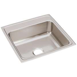 Lustertone Classic Stainless Steel 22" X 22" X 7-5/8", 0-Hole Single Bowl Drop-In Sink, LR22220