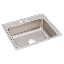 Lustertone Classic Stainless Steel 25" X 21-1/4" X 7-7/8" 2-Hole Single Bowl Drop-In Sink, LR25212