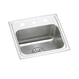 Lustertone Classic Stainless Steel 17" X 16" X 6-1/2" 3-Hole Single Bowl Drop-In Ada Sink With Perfect Drain(R), LRAD171665PD3
