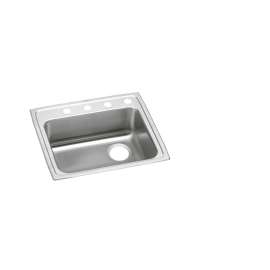 Lustertone Classic Stainless Steel 22" X 19-1/2" X 6-1/2" 4-Hole Single Bowl Drop-In Ada Sink W/Right Drain, LRAD221965R4
